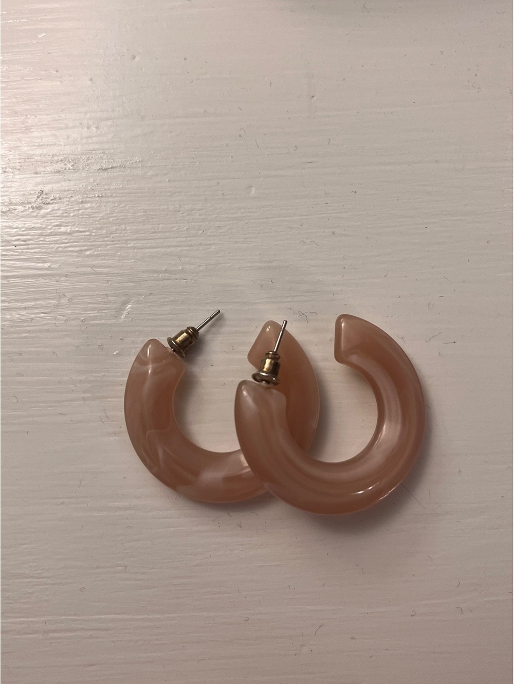 Chunky Nude Pink Hoop Earrings